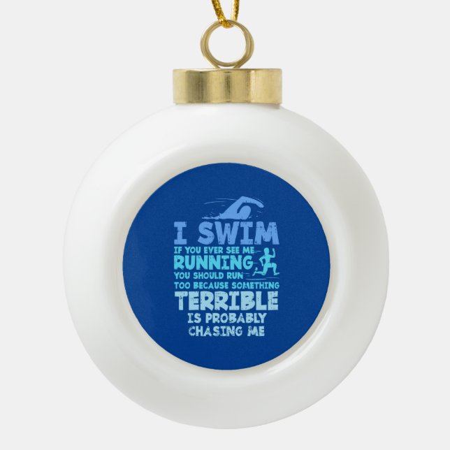 Schwimmen - ich schwimme keramik Kugel-Ornament (Vorderseite)