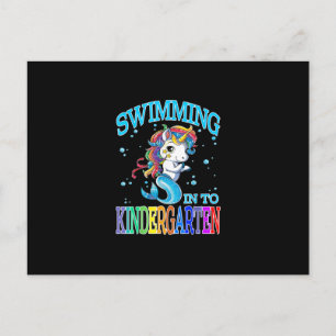 Schwimmen im Kindergarten Unicorn Meerjungfrau T - Postkarte