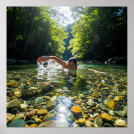 Schwimmen im klaren Wasser Poster