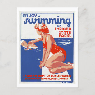 Schwimmen in den Indiana State Parks genießen Vint Postkarte