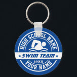 Schwimmen in der Schule Personal personalisieren T Schlüsselanhänger<br><div class="desc">Personalisierte Sportgeschenke und Merchandise für das Schulsportteam. Alle Texte sind editierbar für Ihren Anlass. Die Hintergrundfarbe kann mit dem Designwerkzeug geändert werden. Perfektes Souvenir für Schultrainer und schließend Senioren,  die auch große Sportler sind.</div>