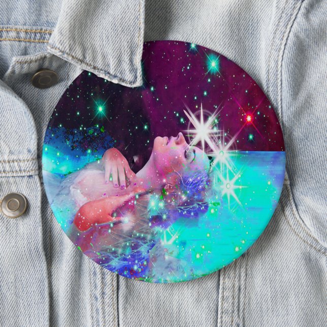 Schwimmen in einem kosmischen Traumpinback-Knopf Button (Beispiel)