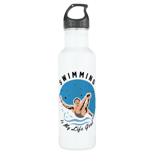 Schwimmen ist mein Lebensziel Edelstahlflasche (Vorderseite)
