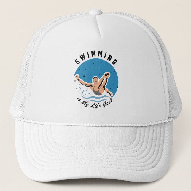 Schwimmen ist mein Lebensziel Truckerkappe (Vorderseite)