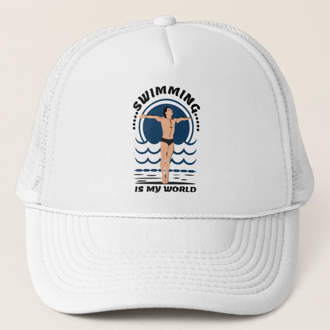 Schwimmen ist meine Welt - Baden in Speedo Truckerkappe (Vorderseite)