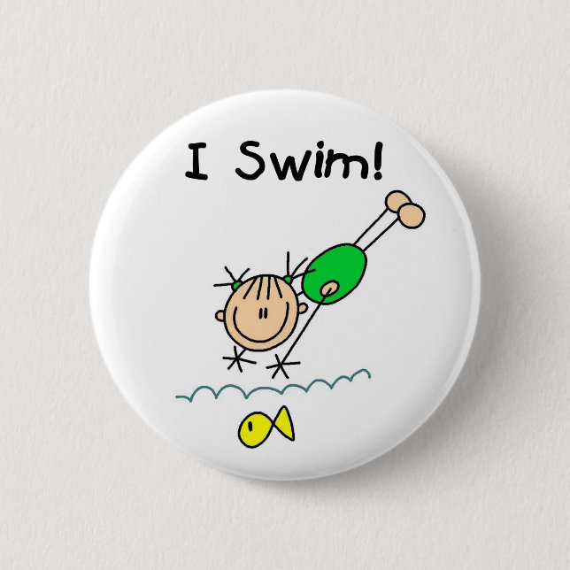 Schwimmen-Knopf des Mädchen-I Button (Vorderseite)