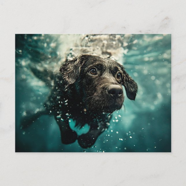 Schwimmen Labrador Puppy Underwater Design Postkarte (Vorderseite)