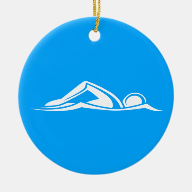 Schwimmen-Logo-Verzierungs-Blau Keramikornament (Vorne)