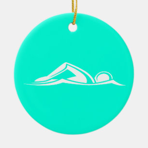 Schwimmen-Logo-Verzierungs-Türkis Keramik Ornament