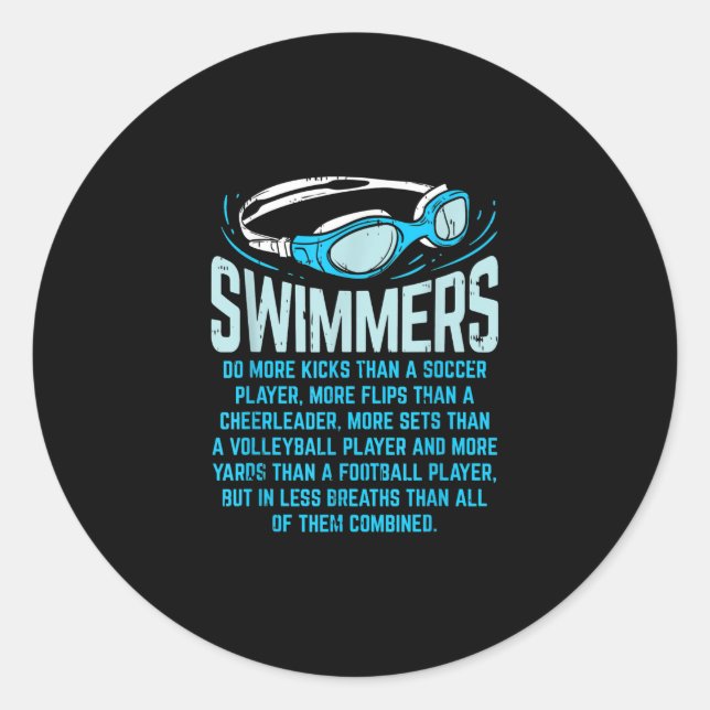 Schwimmen macht mehr Kicks ich lustige Geschenke s Runder Aufkleber (Vorderseite)