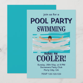 Schwimmen macht mich Cooler Party im Schwimmbad Einladung