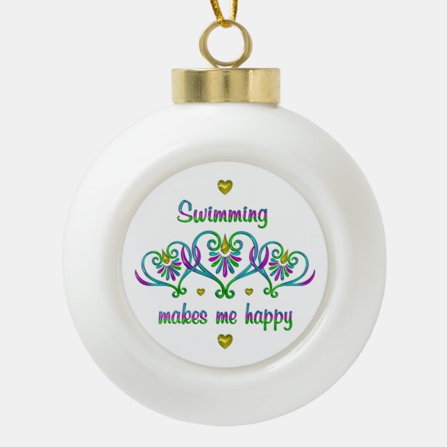 Schwimmen macht mich glücklich keramik Kugel-Ornament (Vorderseite)