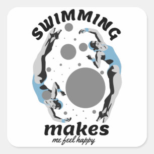 Schwimmen macht mich glücklich - Wasserlover Quadratischer Aufkleber
