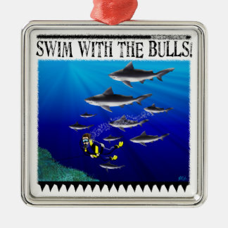 Schwimmen mit der Stiere Verzierung Silbernes Ornament