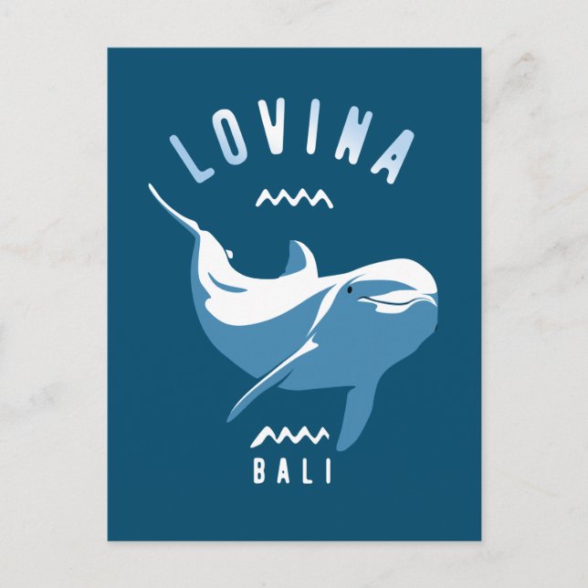 Schwimmen mit Dolphins Lovina Bali Postkarte (Vorderseite)