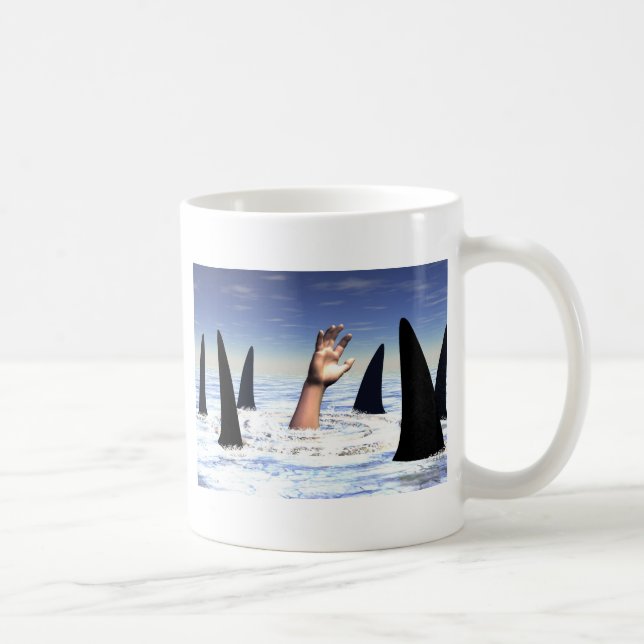 Schwimmen mit Haien Kaffeetasse (Rechts)