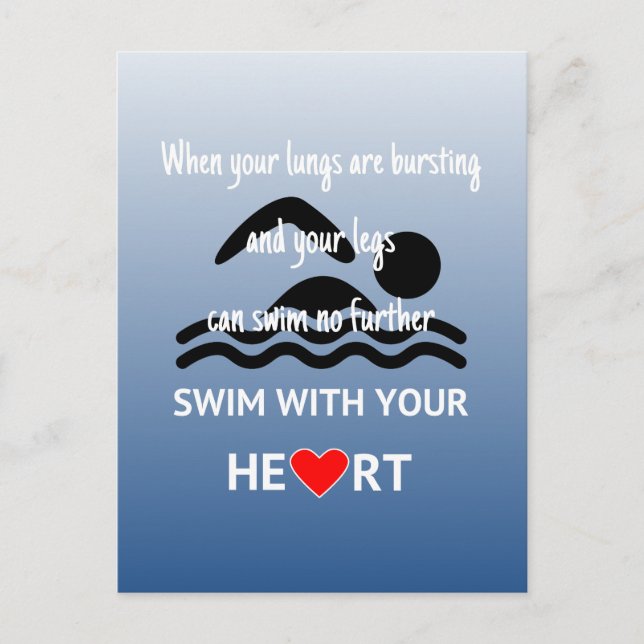 Schwimmen mit Ihrem Herzen inspirierende Postkarte (Vorderseite)