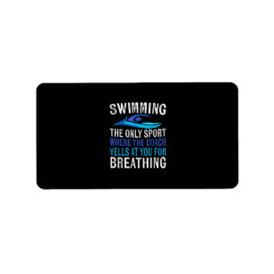 Schwimmen nur Sport, wo Coach Schwimmen Geschenke Adressaufkleber