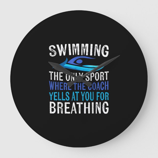 Schwimmen nur Sport, wo Coach Schwimmen Geschenke Große Wanduhr (Vorderseite)