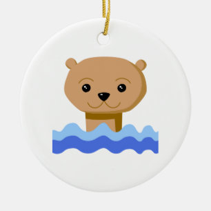 Schwimmen-Otter Keramik Ornament