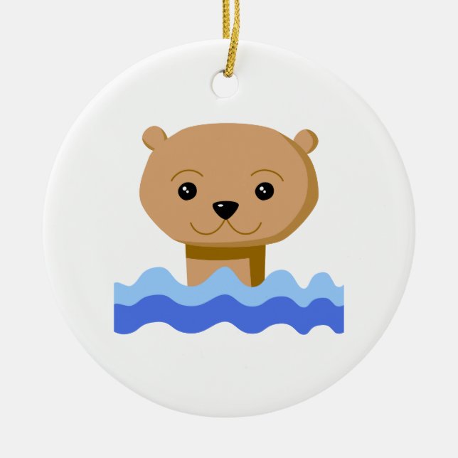 Schwimmen-Otter Keramik Ornament (Vorne)