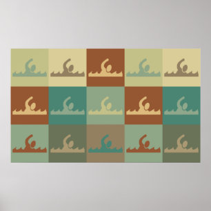 Schwimmen-Pop-Kunst Poster