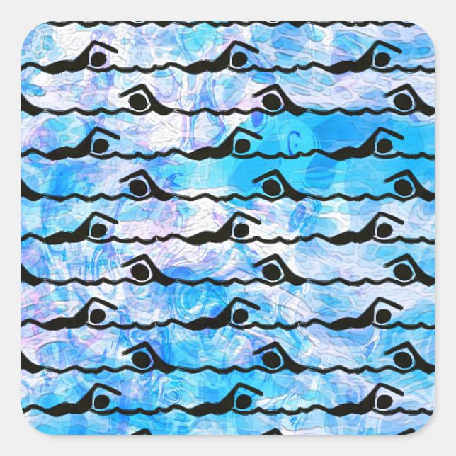 SCHWIMMEN QUADRATISCHER AUFKLEBER (Vorderseite)