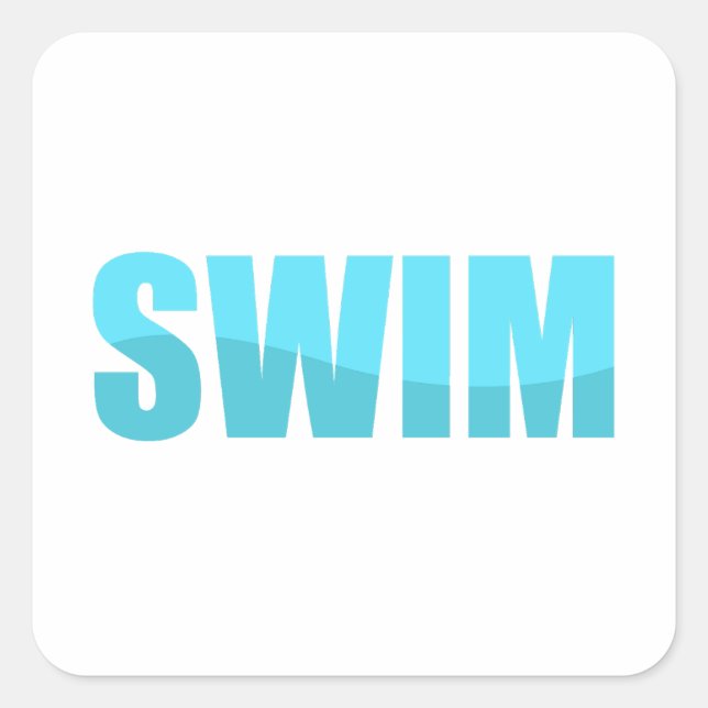 schwimmen quadratischer aufkleber (Vorderseite)