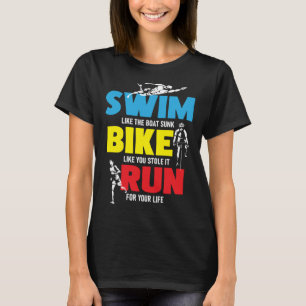 Schwimmen Radfahren Laufen Triathlon Triathlet Ma T-Shirt