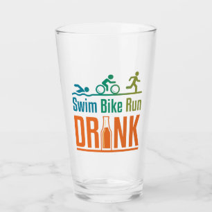 Schwimmen Radfahren Laufen Trinken Lustiger Triath Glas