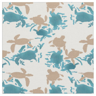 Schwimmen-Schildkröte-Muster-Weiß Stoff