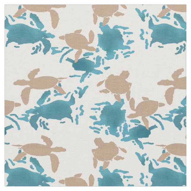 Schwimmen-Schildkröte-Muster-Weiß Stoff (Nahaufnahme)