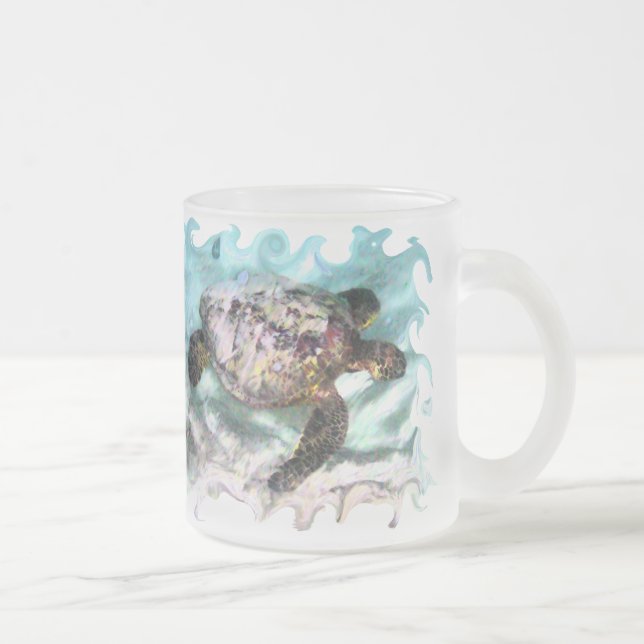 Schwimmen-Schildkröte-Tassen Mattglastasse (Rechts)