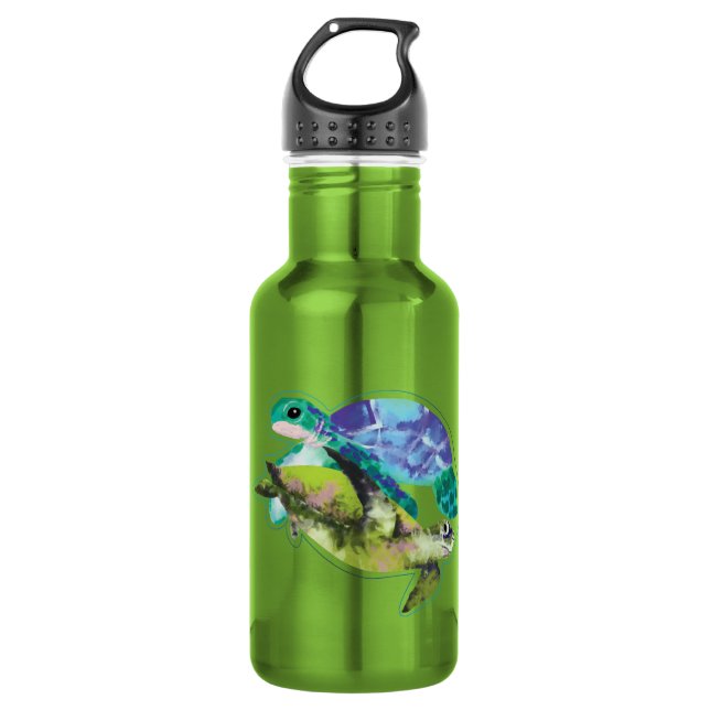 Schwimmen Schildkröten Sommermeer Leben Ozean Lebe Edelstahlflasche (Vorderseite)