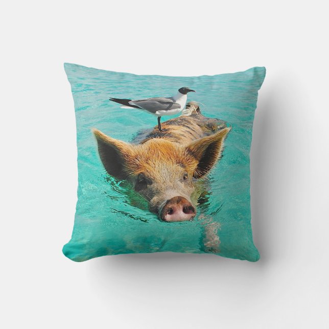 Schwimmen-Schwein mit einem Passagier Kissen (Vorderseite)