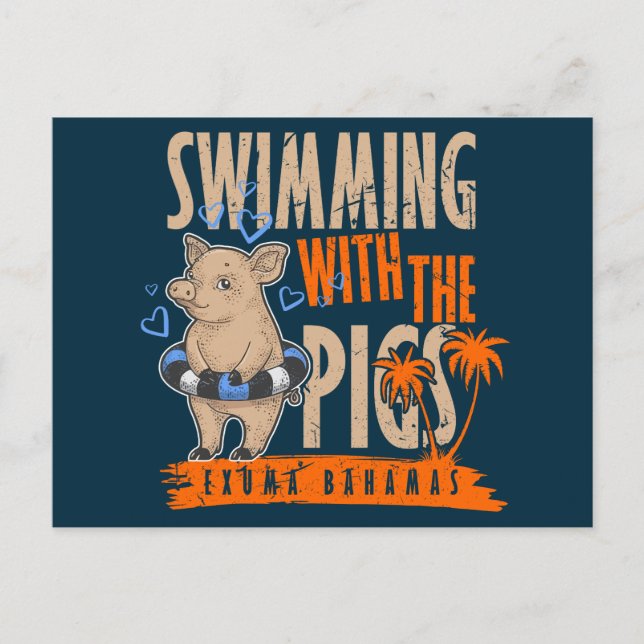 Schwimmen Schweine Bahamas Postkarte Ausflug (Vorderseite)
