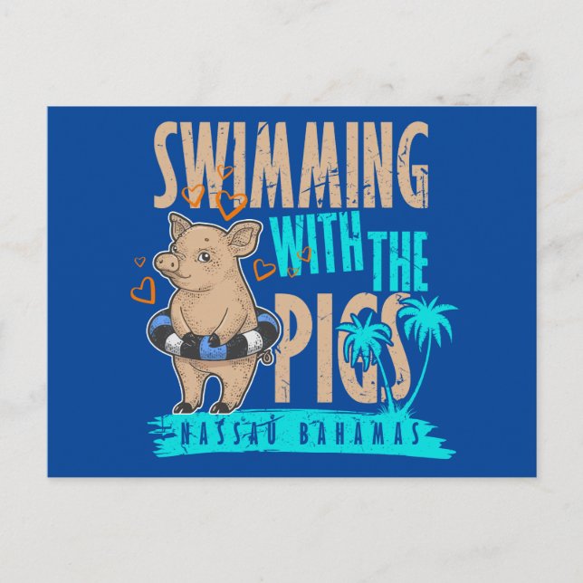 Schwimmen Schweine Bahamas Postkarte Ausflug (Vorderseite)