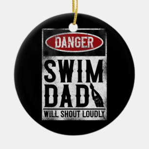 Schwimmen Schwimmer GEFAHR Schwimm Papa Keramik Ornament