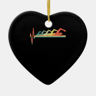 Schwimmen Schwimmer Herzschlag Geschenk Premium Keramik Ornament