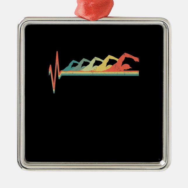 Schwimmen Schwimmer Herzschlag Geschenk Premium Ornament Aus Metall (Vorne)