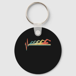 Schwimmen Schwimmer Herzschlag Geschenk Premium Schlüsselanhänger