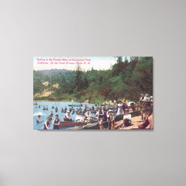 Schwimmen und Booten auf dem russischen Fluss Leinwanddruck (Vorderseite)