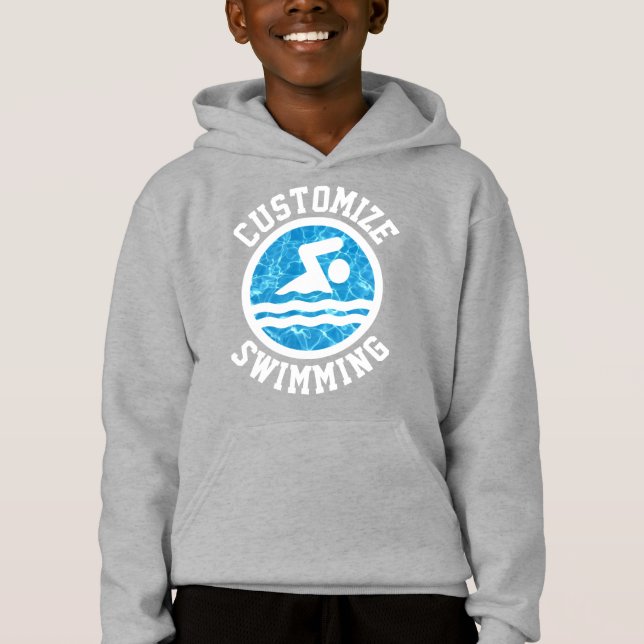 Schwimmen und Tauchen von Jungen mit eigenem Teamn Hoodie (Vorderseite)