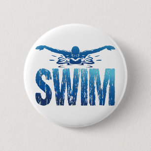 Schwimmen - Vintages Baden Button