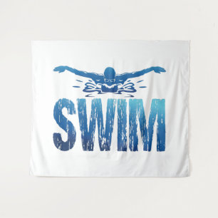 Schwimmen - Vintages Baden Wandteppich