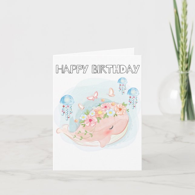 Schwimmen Whale zum Geburtstag Karte (Vorderseite)
