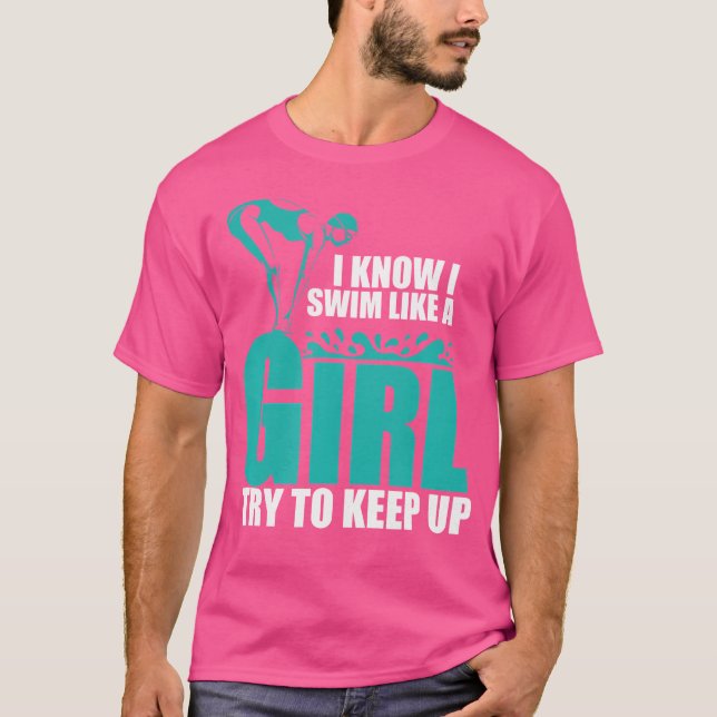 Schwimmen wie Girl Women Ladys Girls schwimmen T-Shirt (Vorderseite)