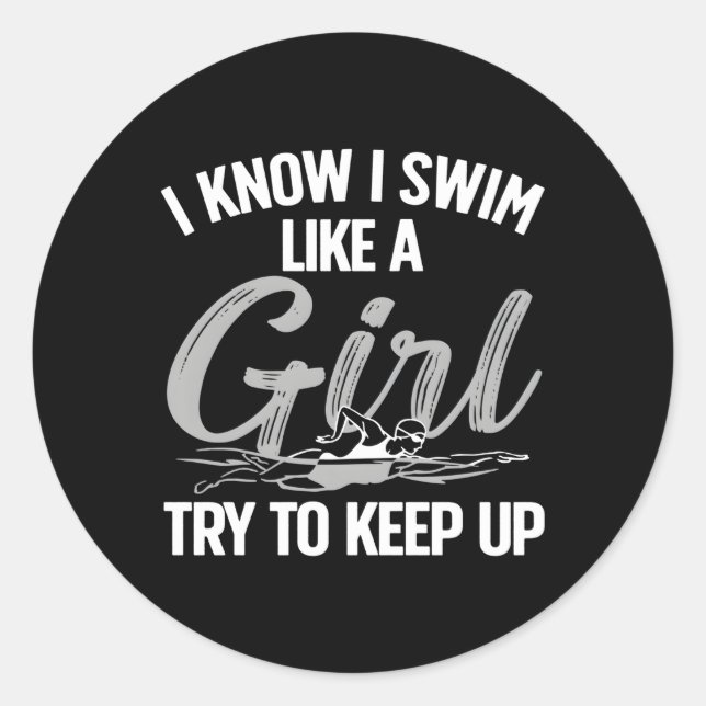 Schwimmen zum Baden Runder Aufkleber (Vorderseite)