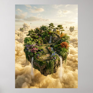 Schwimmende Garteninsel Fantasy-Kunst Poster