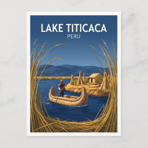 Schwimmende Inseln der Uros Puno Peru am Titicacas Postkarte